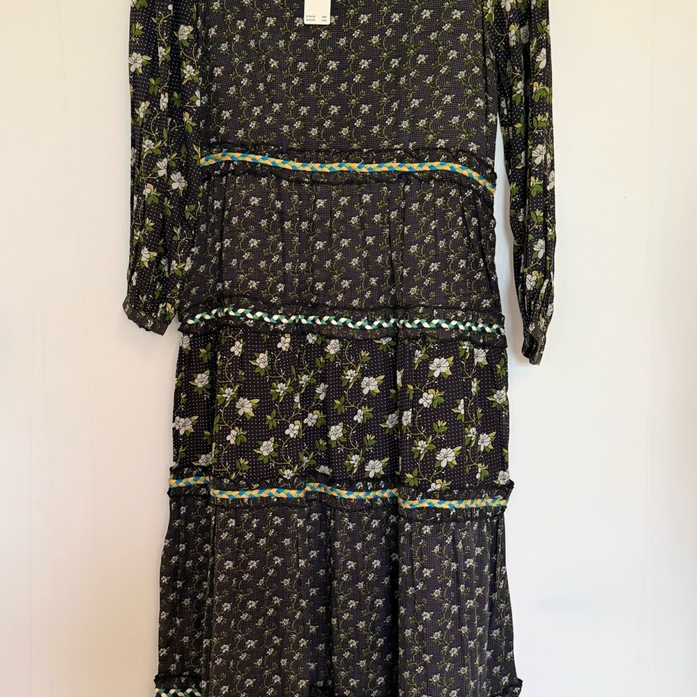 Anthropologie Floral Black Dress